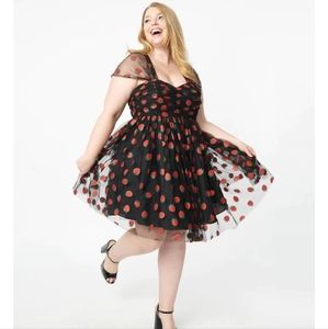 Unique Vintage Glitter Strawberry Tulle dress XL 14